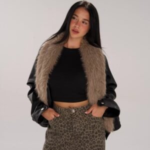 Leather jacket in fur